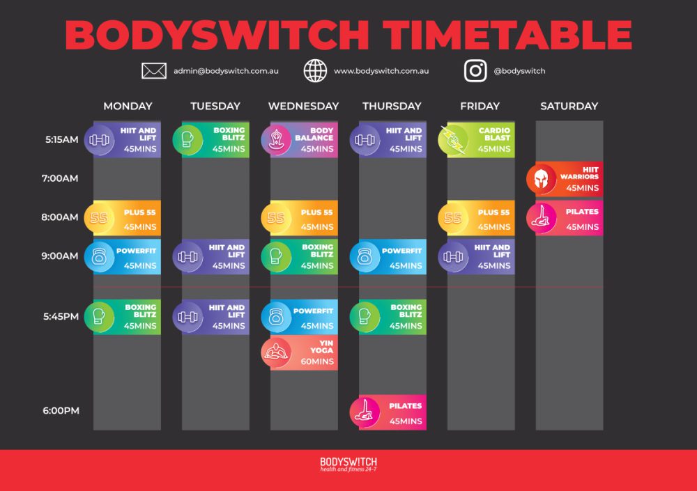 BodySwitch Timetable