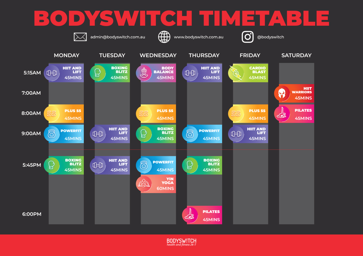 BodySwitch Timetable